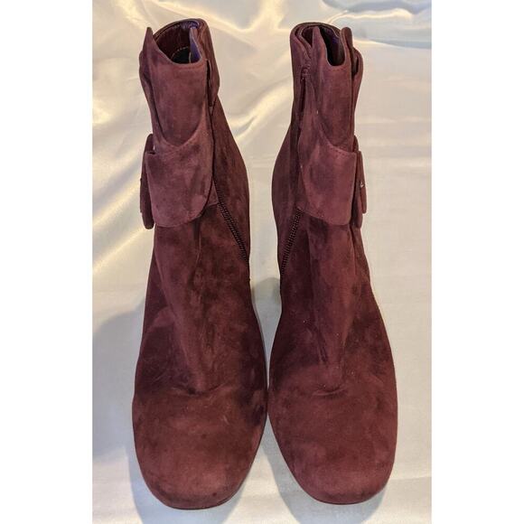 Naturalizer Women's Burgundy Rae Bordo Side Zip Suede Leather Boots Size 9.5M - Picture 2 of 10